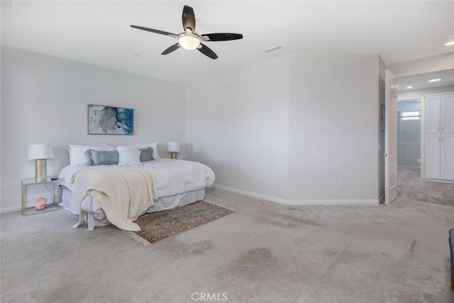 38550 Crossover Rd, Temecula, CA 92592 - carpeted bedroom with baseboards, a ceiling fan, and recessed lighting