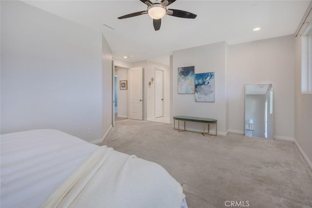 38550 Crossover Rd, Temecula, CA 92592 - bedroom with carpet flooring, baseboards, recessed lighting, and ceiling fan