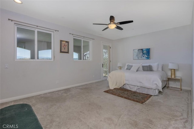 38550 Crossover Rd, Temecula, CA 92592 - bedroom with carpet, baseboards, access to outside, and ceiling fan