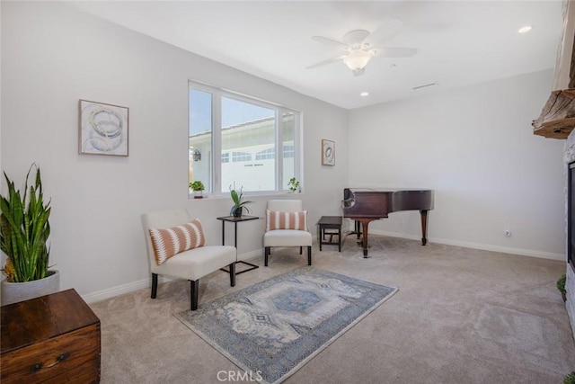 38550 Crossover Rd, Temecula, CA 92592 - sitting room featuring carpet flooring, ceiling fan, and baseboards