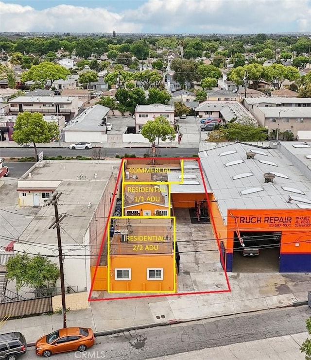 aerial overview of property's location featuring property parcel outlined