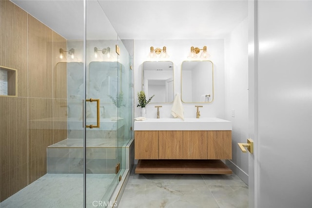 16009 Jalon Rd, La Mirada, CA 90638 - full bathroom featuring a shower stall and double vanity