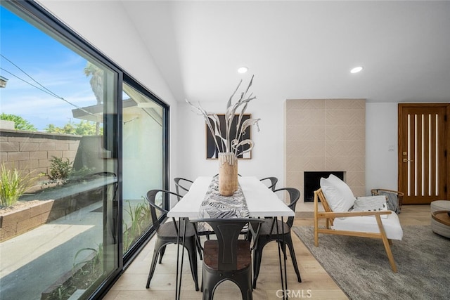 16009 Jalon Rd, La Mirada, CA 90638 - dining space with recessed lighting and a fireplace