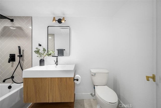 16009 Jalon Rd, La Mirada, CA 90638 - full bathroom with toilet, marble finish floors, vanity, and baseboards