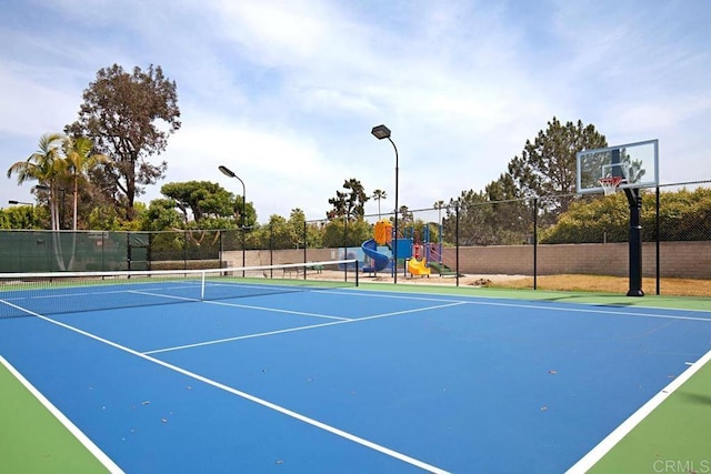 1715 Kennington Rd, Encinitas, CA 92024 - view of tennis court with community basketball court and fence