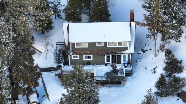 383 Golf Course Rd, Lake Arrowhead, CA 92352 - snow covered house featuring a chimney