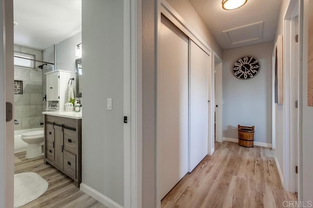 1728 E Mission Rd, Fallbrook, CA 92028 - hall featuring light wood finished floors and baseboards