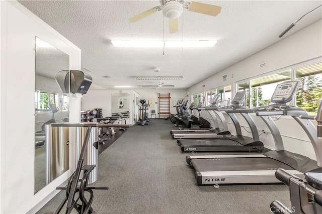 22935 Nadine Cir Unit A, Torrance, CA 90505 - exercise room featuring a textured ceiling and ceiling fan
