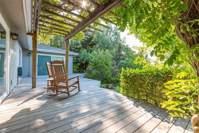 225 Hacienda Ave, San Luis Obispo, CA 93401 - wooden deck featuring a pergola