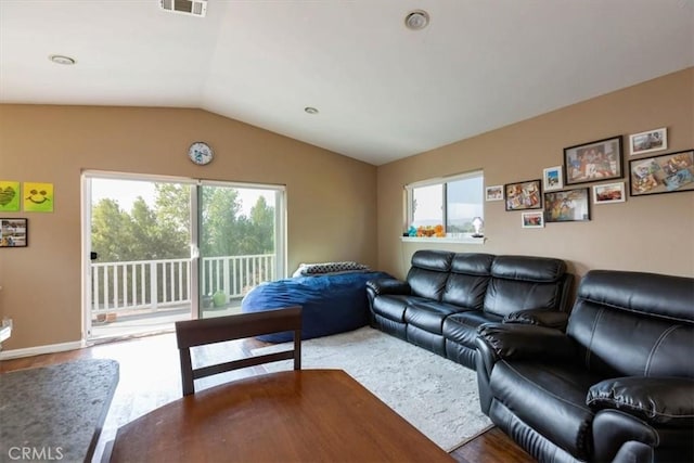 225 Hacienda Ave, San Luis Obispo, CA 93401 - living room with vaulted ceiling and wood finished floors