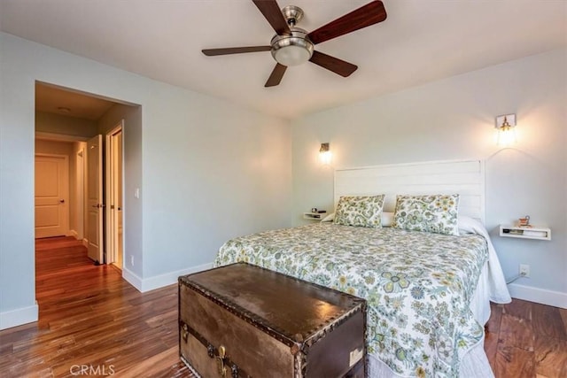 225 Hacienda Ave, San Luis Obispo, CA 93401 - bedroom featuring baseboards, wood finished floors, and a ceiling fan