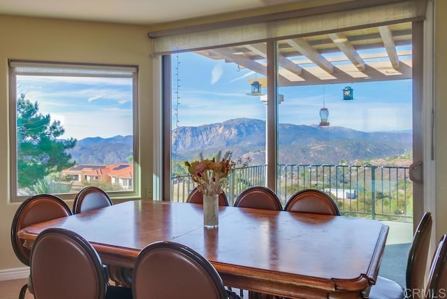 2638 W Victoria Dr, Alpine, CA 91901 - dining space featuring healthy amount of natural light, a mountain view, and baseboards
