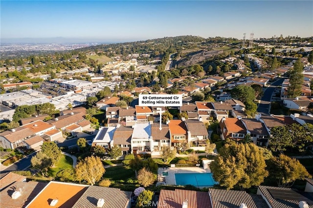 69 Cottonwood Cir, Rolling Hills Estates, CA 90274 - aerial view of property and surrounding area featuring nearby suburban area