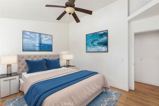 43419 Olive Ave, Hemet, CA 92544 - bedroom with wood finished floors, baseboards, and a ceiling fan