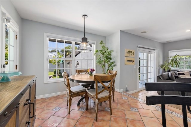 426 Ultimo Ave, Long Beach, CA 90814 - dining area featuring baseboards, light tile patterned floors, and recessed lighting