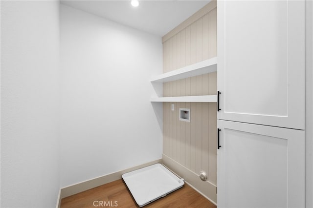 16225 Orizaba Ave, Paramount, CA 90723 - laundry area featuring washer hookup, wood finished floors, recessed lighting, and baseboards