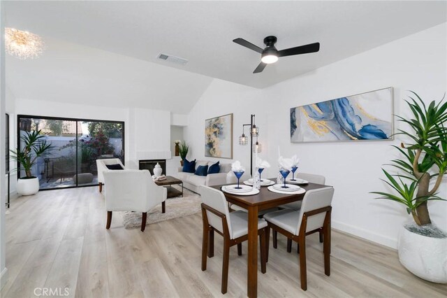 1327 Solera Ln Unit 6, Diamond Bar, CA 91765 - dining space with lofted ceiling, light wood-style floors, ceiling fan, and baseboards
