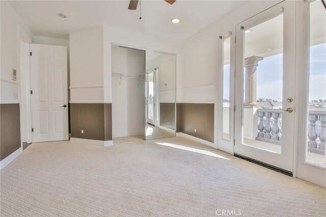 12932 Carnesi Dr, Rancho Cucamonga, CA 91739 - unfurnished bedroom featuring carpet floors, a closet, baseboards, access to outside, and recessed lighting