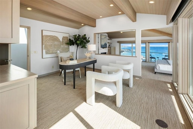1907 Ocean Way, Laguna Beach, CA 92651 - dining area featuring light colored carpet, recessed lighting, and baseboards