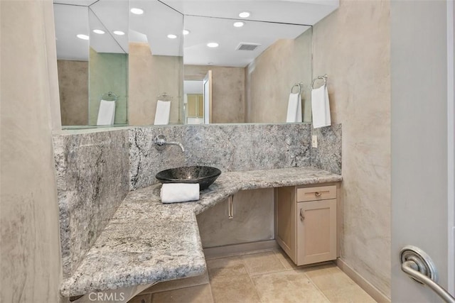 1907 Ocean Way, Laguna Beach, CA 92651 - full bathroom with recessed lighting, vanity, and tile patterned flooring