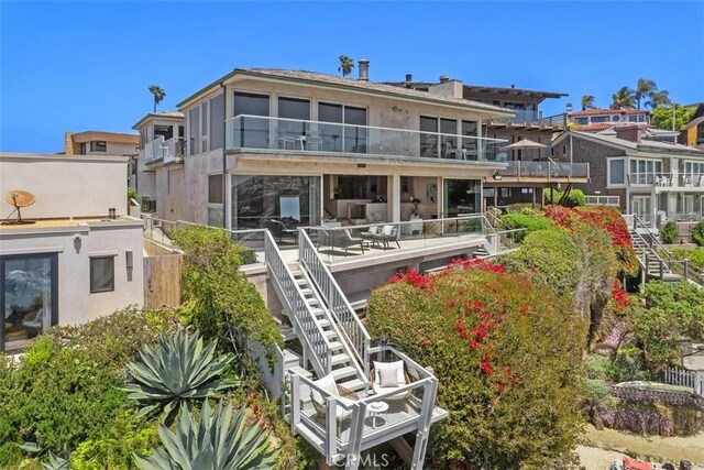 1907 Ocean Way, Laguna Beach, CA 92651 - rear view of property featuring stairway and stucco siding
