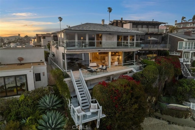 1907 Ocean Way, Laguna Beach, CA 92651 - rear view of property featuring stairs