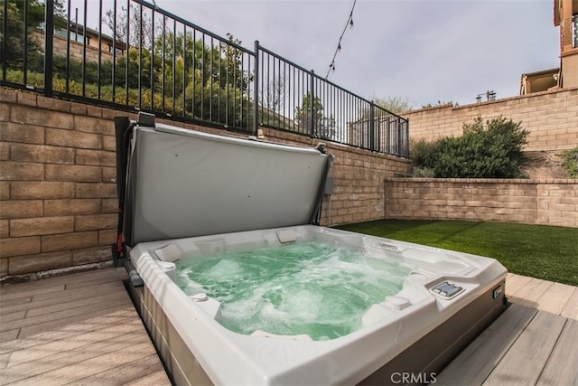 29048 N W Hills Dr, Valencia, CA 91354 - deck featuring a covered hot tub