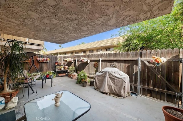 view of patio / terrace with a grill and a fenced backyard