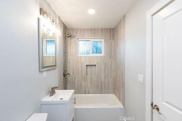 4401 La Clede Ave, Los Angeles, CA 90039 - bathroom featuring a sink, shower / tub combination, and toilet