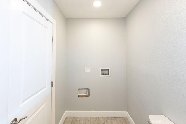 4401 La Clede Ave, Los Angeles, CA 90039 - laundry area with hookup for a washing machine, baseboards, light wood-style flooring, and recessed lighting
