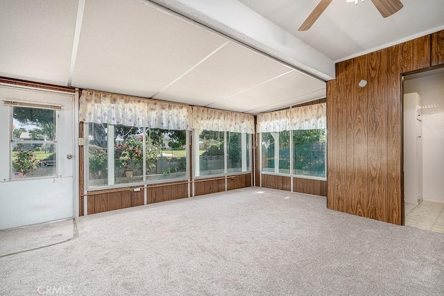 43451 Briercliff Dr, Hemet, CA 92544 - unfurnished sunroom with carpet and wooden walls