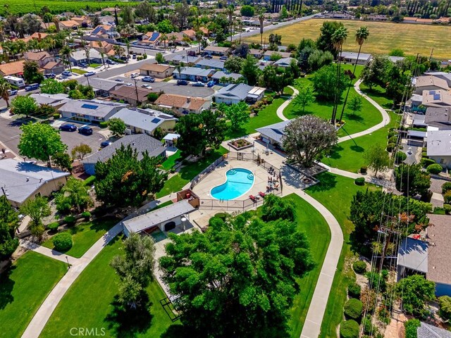 43451 Briercliff Dr, Hemet, CA 92544 - aerial perspective of suburban area featuring a pool