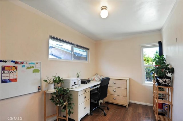 5864 Bonsallo Ave, Los Angeles, CA 90044 - office space featuring healthy amount of natural light, dark wood-type flooring, and baseboards