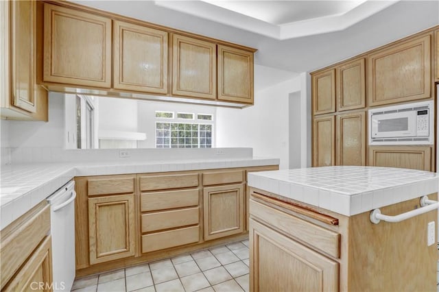 4064 Lemonberry Pl, Thousand Oaks, CA 91362 - kitchen with tile countertops, white appliances, and light tile patterned floors