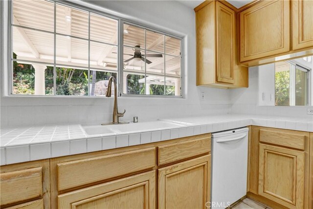 4064 Lemonberry Pl, Thousand Oaks, CA 91362 - kitchen with plenty of natural light, ceiling fan, and tile counters