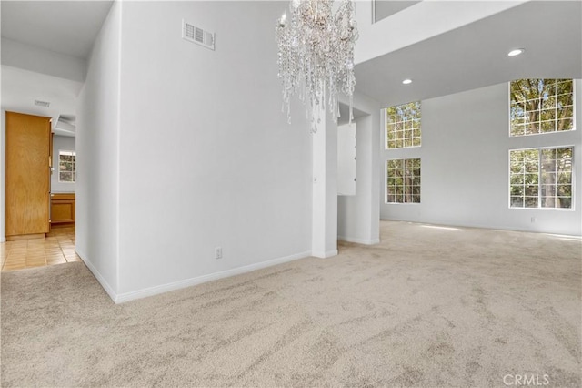 4064 Lemonberry Pl, Thousand Oaks, CA 91362 - carpeted empty room featuring baseboards, a chandelier, and recessed lighting