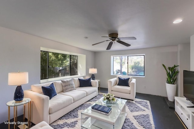 1279 Cypress Dr, Vista, CA 92084 - living room with healthy amount of natural light, ceiling fan, and recessed lighting
