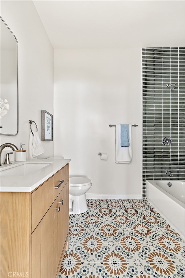 1251 Leighton Ave Unit 1251, Los Angeles, CA 90037 - full bathroom featuring vanity, toilet, baseboards, and tile patterned flooring