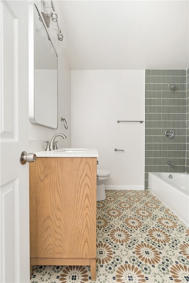 1251 Leighton Ave Unit 1251, Los Angeles, CA 90037 - bathroom with vanity, toilet, shower / bathtub combination, baseboards, and tile patterned floors