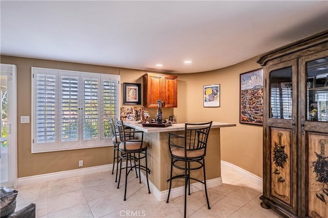 30525 Greenbrook Pl, Canyon Lake, CA 92587 - indoor wet bar featuring baseboards, light tile patterned floors, and recessed lighting