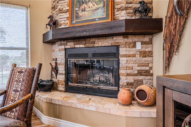 30525 Greenbrook Pl, Canyon Lake, CA 92587 - detailed view of a fireplace and wood finished floors