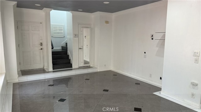 13442 Flower St Unit 15, Garden Grove, CA 92843 - spare room featuring ornamental molding, recessed lighting, and stairway