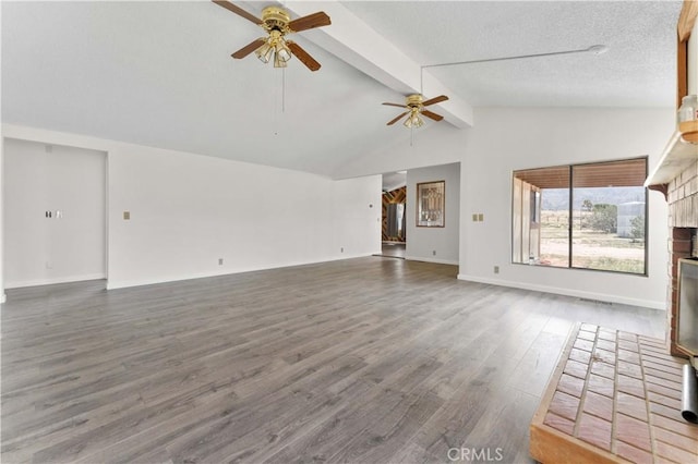 6367 Arrowhead Lake Rd, Hesperia, CA 92345 - unfurnished living room with ceiling fan, wood finished floors, and a textured ceiling