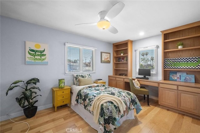 5894 E Appian Way, Long Beach, CA 90803 - bedroom with light wood-style flooring, multiple windows, a desk, and recessed lighting