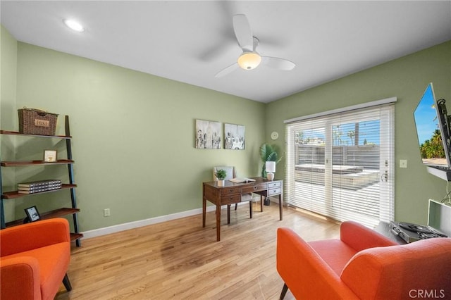 5894 E Appian Way, Long Beach, CA 90803 - office featuring light wood-style flooring, a ceiling fan, and baseboards