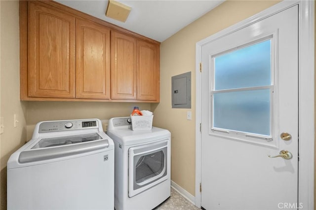5894 E Appian Way, Long Beach, CA 90803 - laundry room with electric panel, washer and clothes dryer, cabinet space, and baseboards