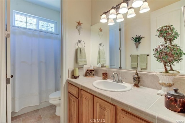 4451 Casa Sierra, Paradise, CA 95969 - full bathroom with toilet, vanity, tile patterned floors, and a shower with shower curtain
