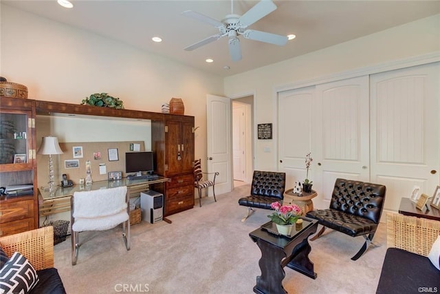 4451 Casa Sierra, Paradise, CA 95969 - carpeted office space with ceiling fan and recessed lighting
