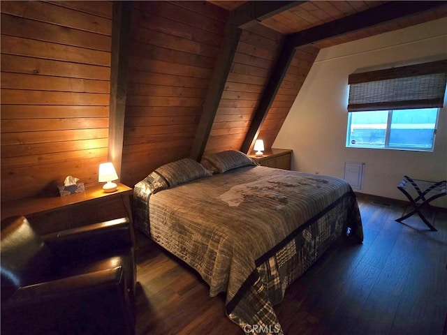 27403 Cottonwood Ln, Lake Arrowhead, CA 92317 - bedroom with wood finished floors and wooden ceiling