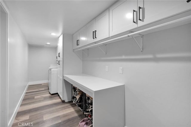 2612 Chauncy Pl, Riverside, CA 92506 - washroom with recessed lighting, light wood-style floors, baseboards, and separate washer and dryer